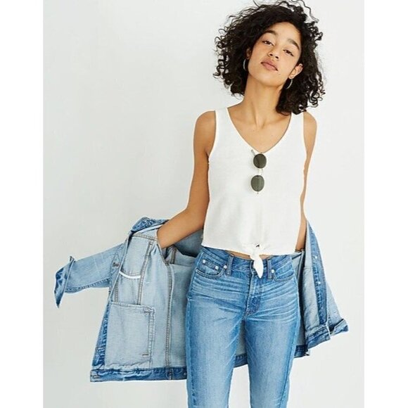 Madewell Tops - Madewell Texture & Thread White Tie Front Tank Top M